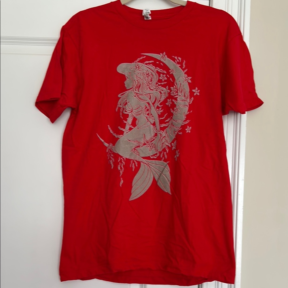 Red T-Shirt with Mermaid Design